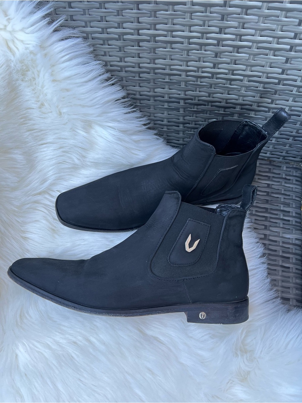 Vestigium Black Nobuk Chelsea Boots Men's Sz 11.5 EE Wide Western Cowboy Rock